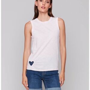 CHARLIE B White Fitted Muscle Tee Tank Top